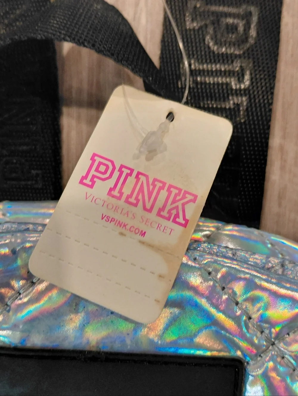 PINK Victoria's Secret Holographic Quilted Mini Backpack - Iridescent